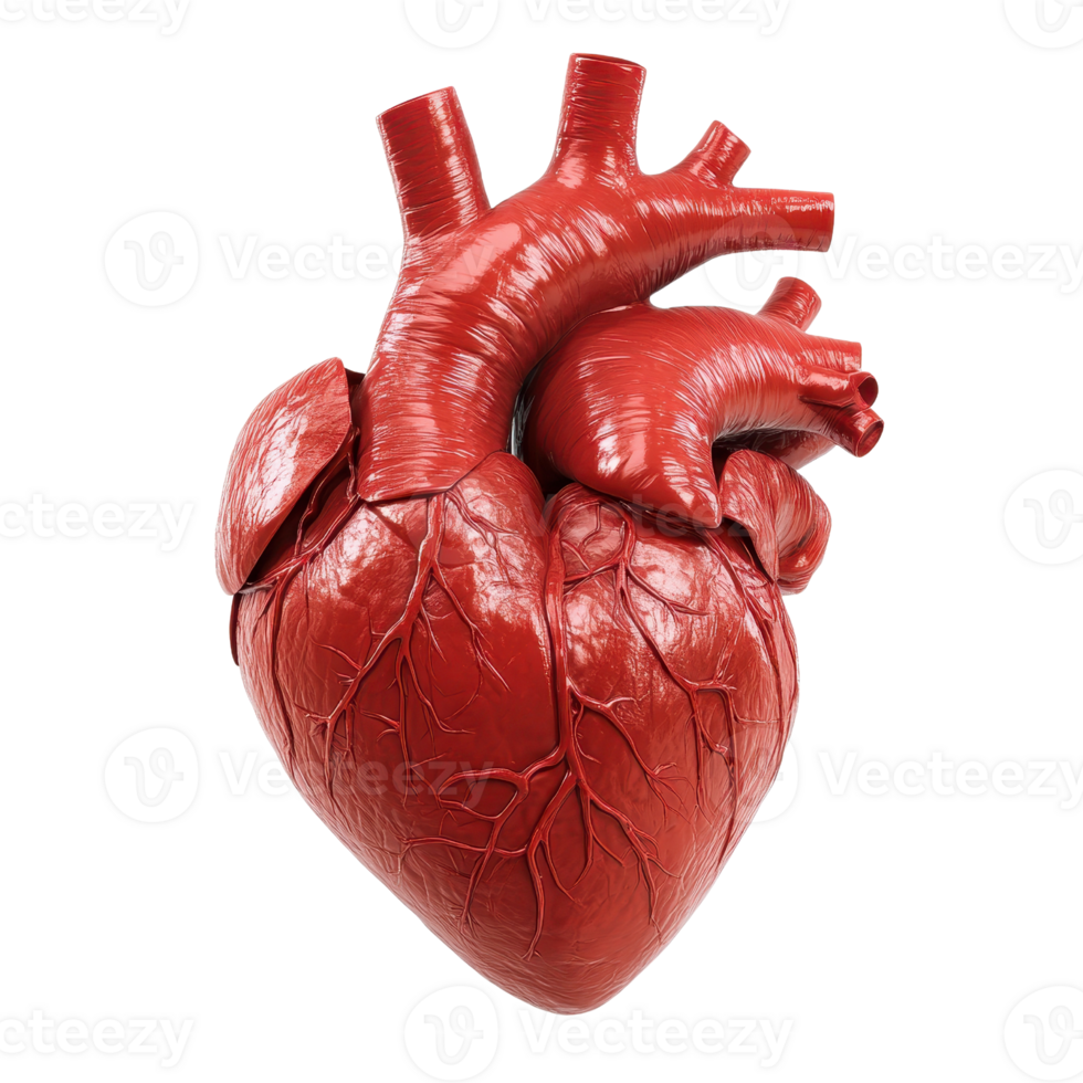 A detailed illustration of a human heart, showcasing its intricate structure. png