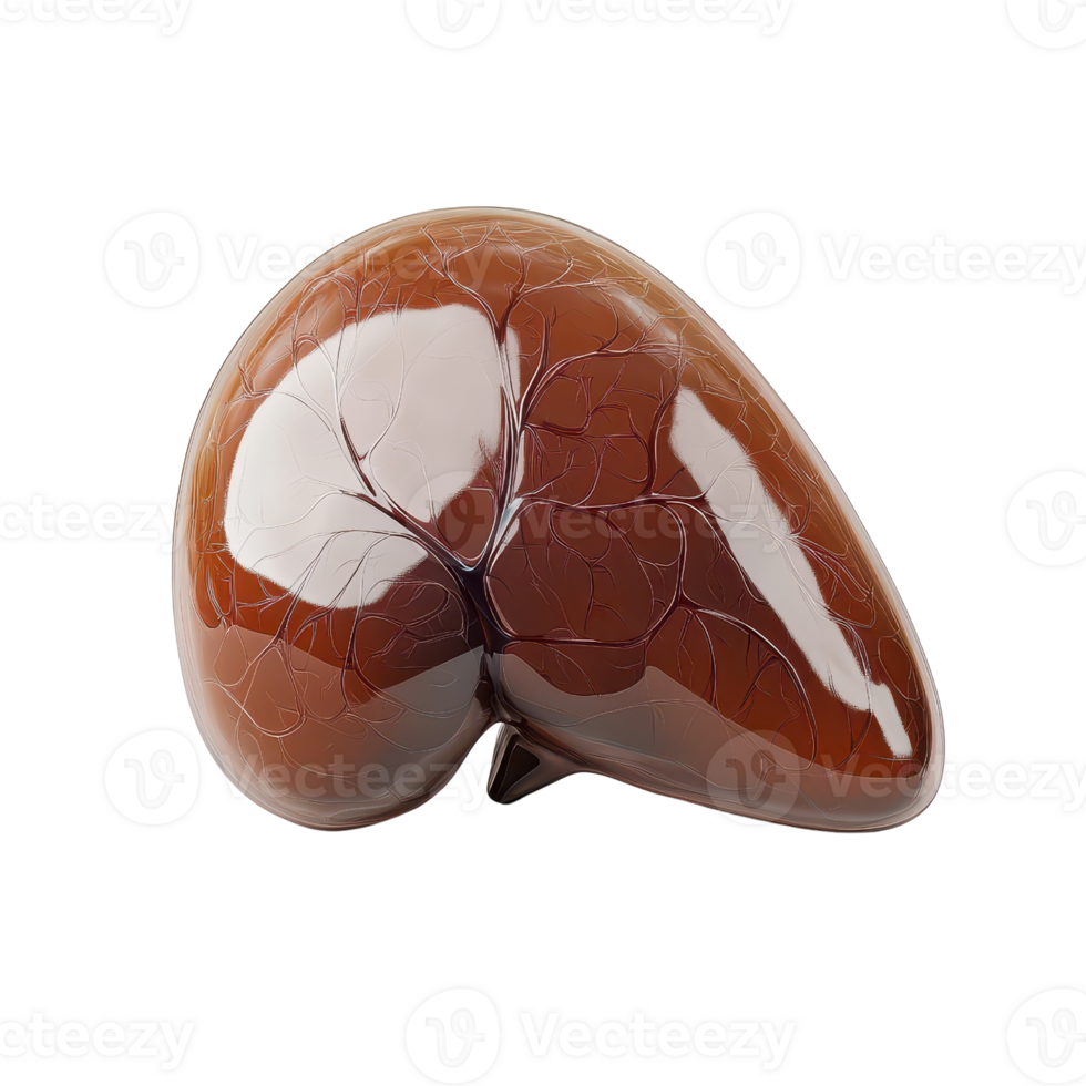 A detailed 3D illustration of a human kidney showcasing intricate textures. png