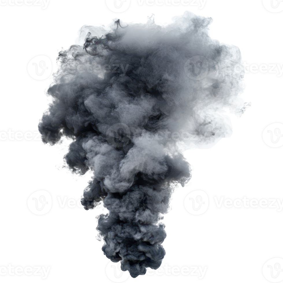 A dramatic plume of dark smoke rising against a clear background. png