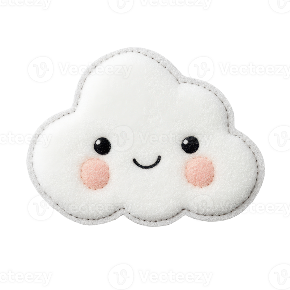 A cute plush cloud with a smiling face, perfect for children's decor or playful themes. png