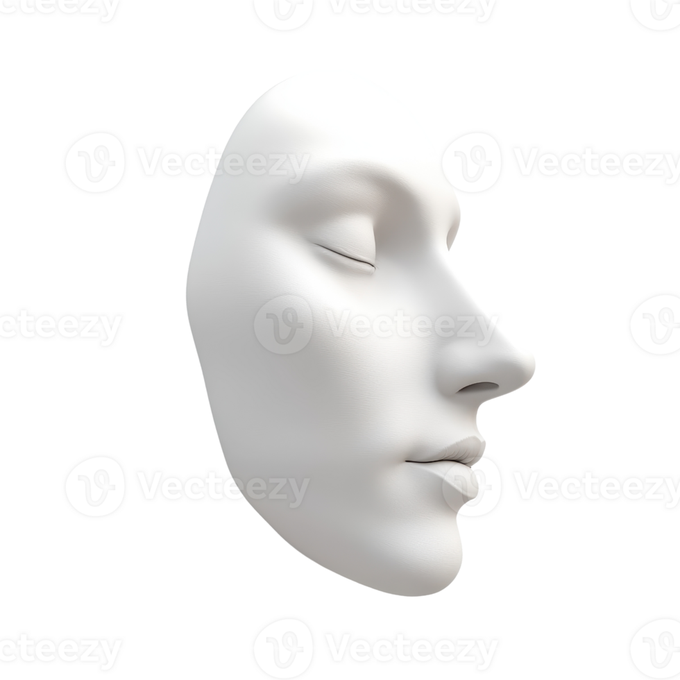 A serene abstract white face profile representing calmness and contemplation. png
