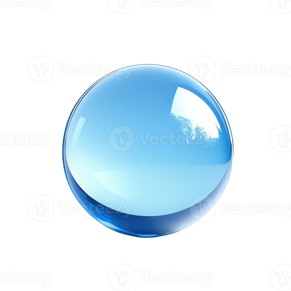 A shiny blue crystal ball reflecting light and showcasing a smooth surface. png