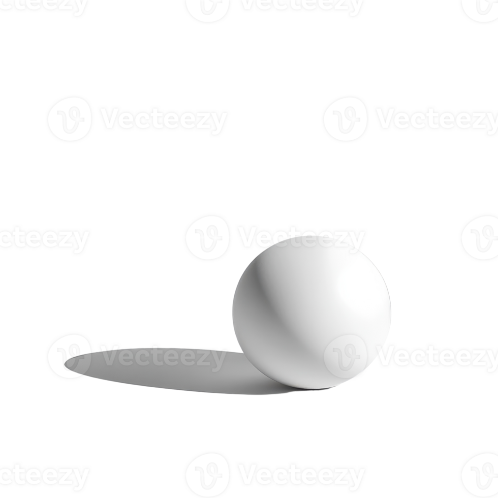 A simple white sphere with a soft shadow, representing minimalistic design and elegance. png