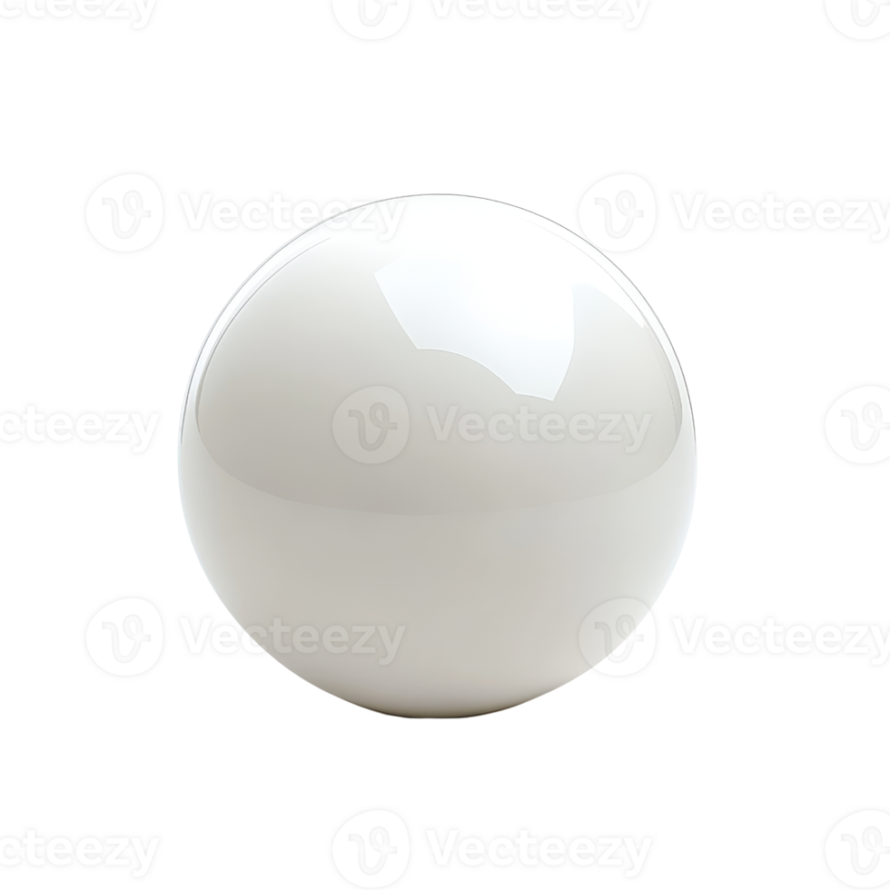 A shiny white sphere displayed on a transparent background. png