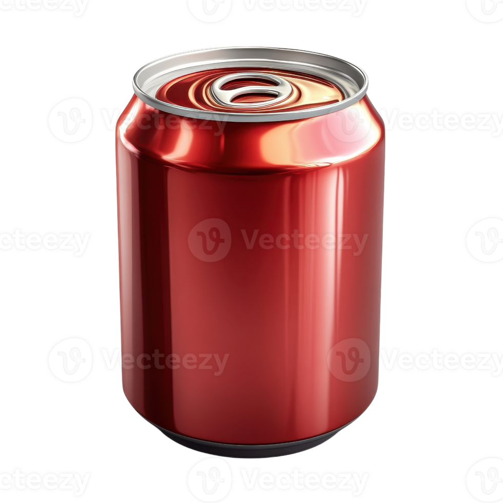 A shiny red aluminum can ready to refresh and quench thirst. png