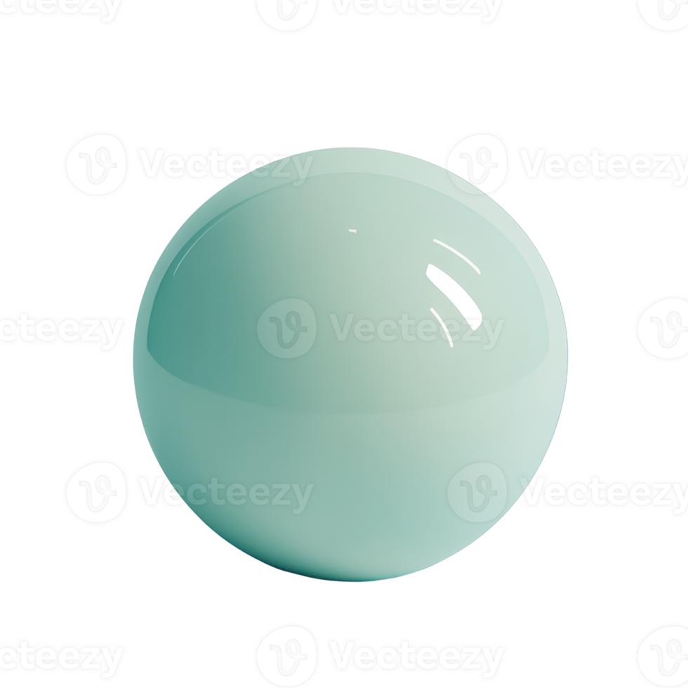 A smooth, glossy aqua sphere reflecting light in a minimalist style. png
