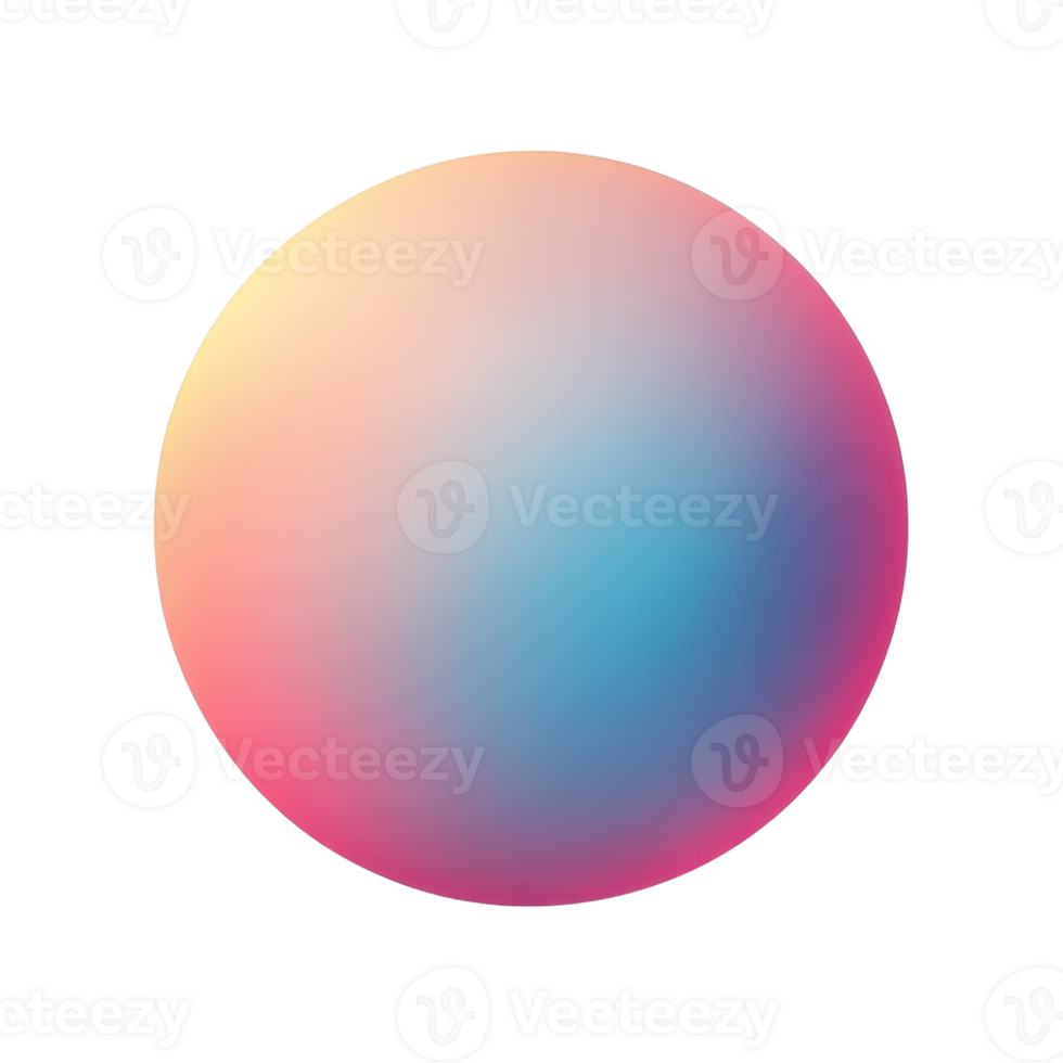 A smooth, colorful abstract sphere with gradient shades of blue, pink, and yellow. png