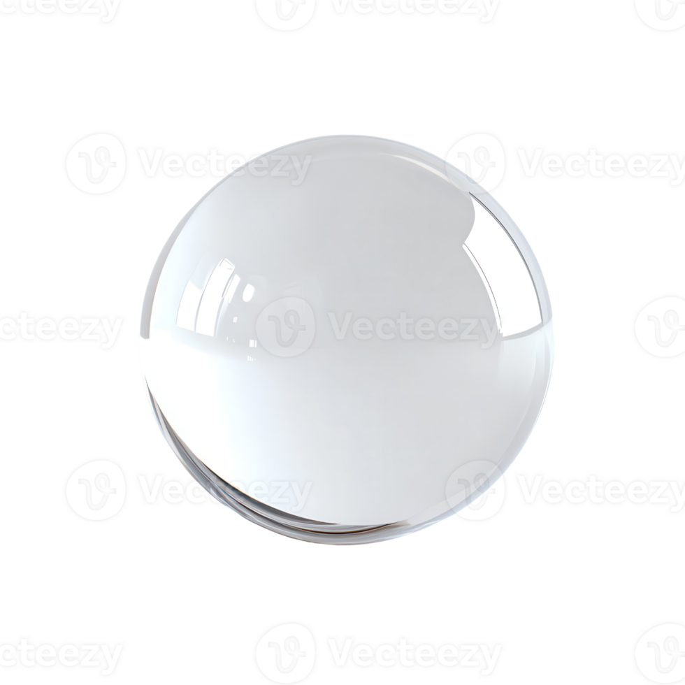 A transparent glass sphere reflecting light in an artistic way, ideal for creative designs. png