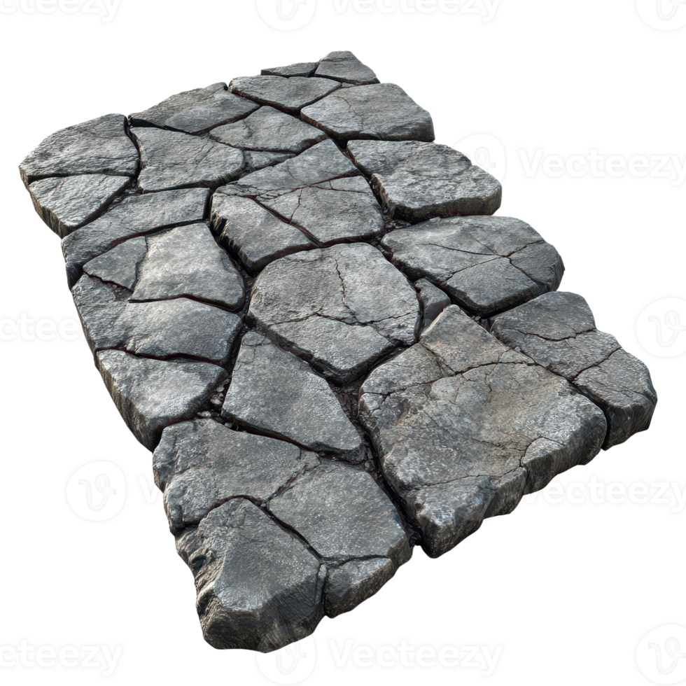 A textured, cracked stone pathway showcasing natural earth materials. png