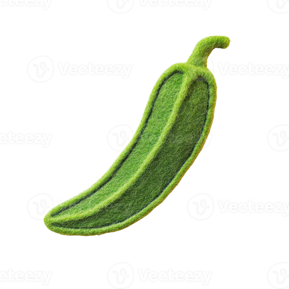 A vibrant green chili pepper with a unique textured appearance and bright colors. png