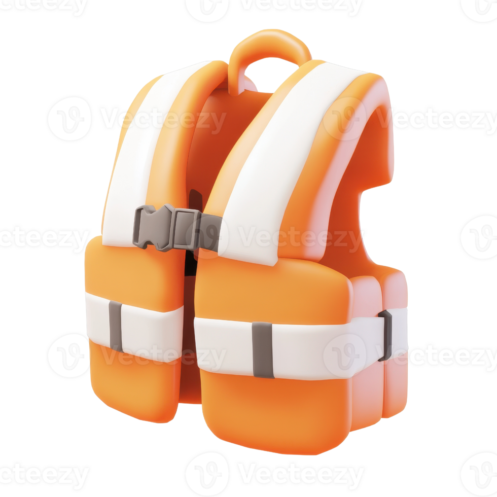 Bright orange life jacket for ensuring safety during water sports and activities. png