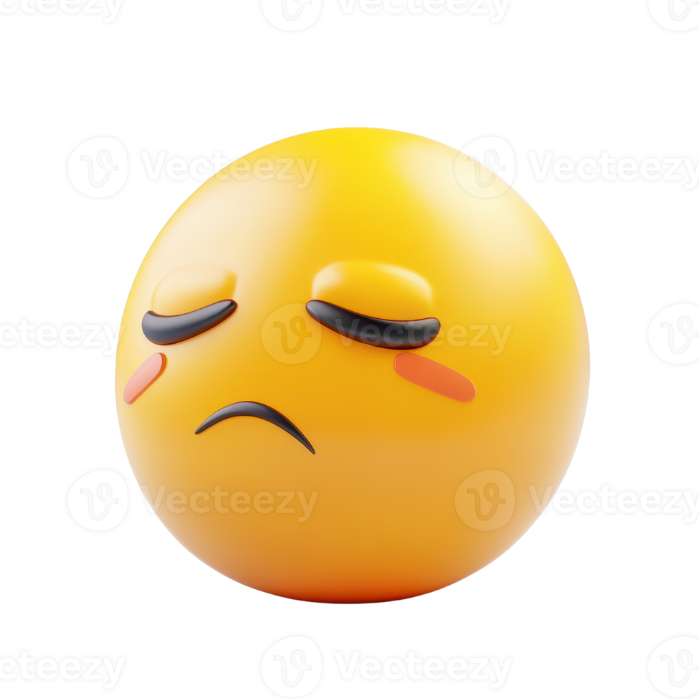 A yellow emoticon representing sadness with closed eyes and blushing cheeks. png