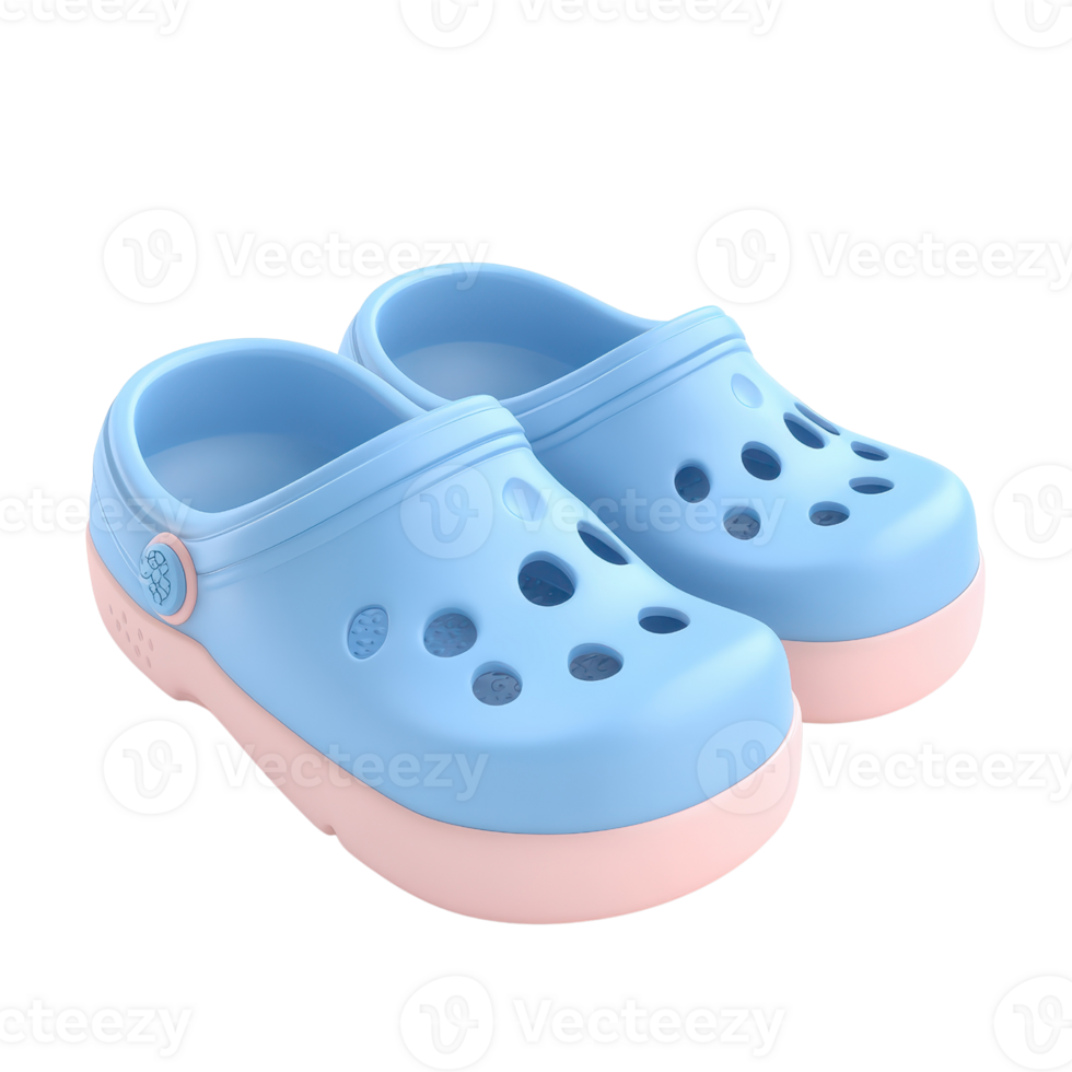 Bright blue and pink clogs, perfect for casual everyday wear and comfort. png