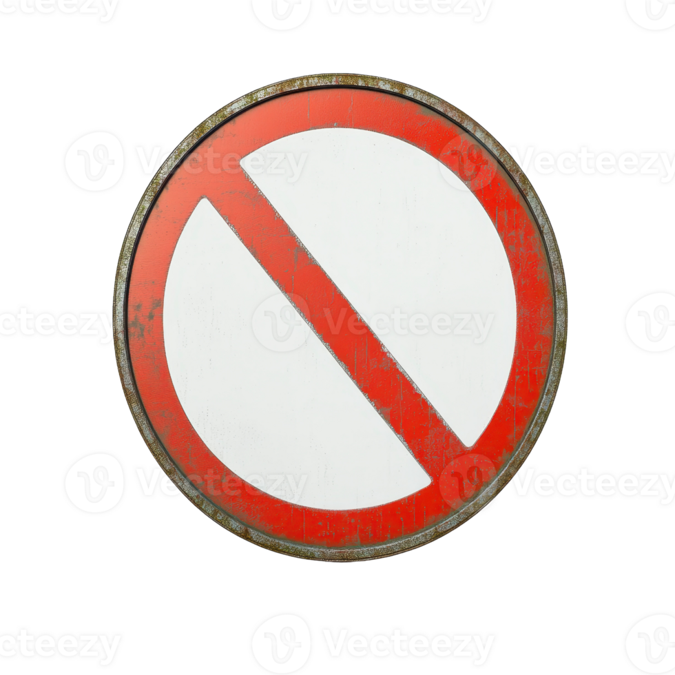A weathered no entry traffic sign with a red border and white interior, symbolizing restriction. png