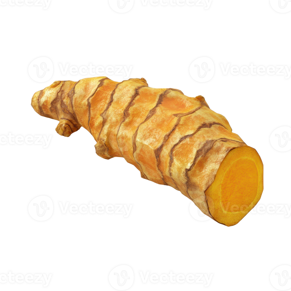 Bright orange turmeric root with textured, rough exterior perfect for cooking. png