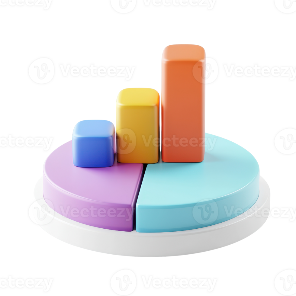 Colorful 3D bar graph displaying data trends for effective presentations. png