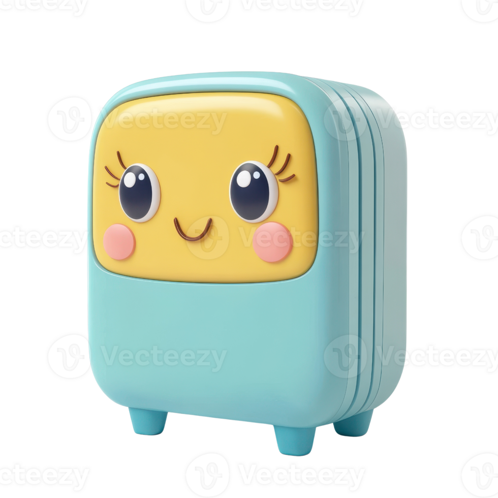 Cute and colorful cartoon suitcase perfect for travel adventures. png