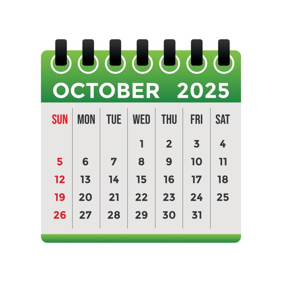 October 2025 Calendar Monthly Planner Illustration Template with Dates vector