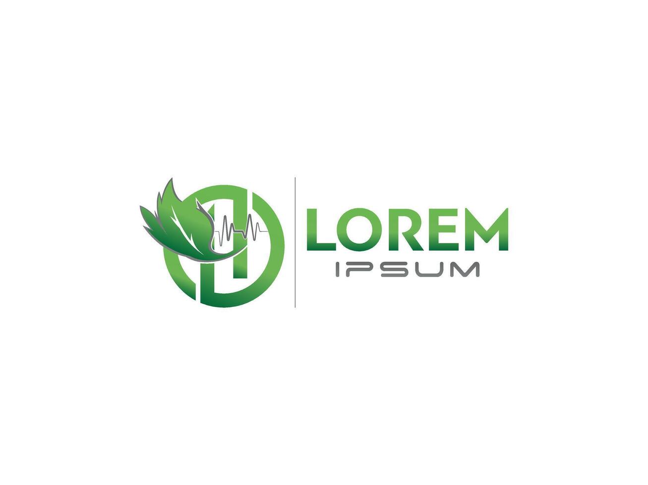 Eco-friendly medical logo with leaf heartbeat and letter H design vector