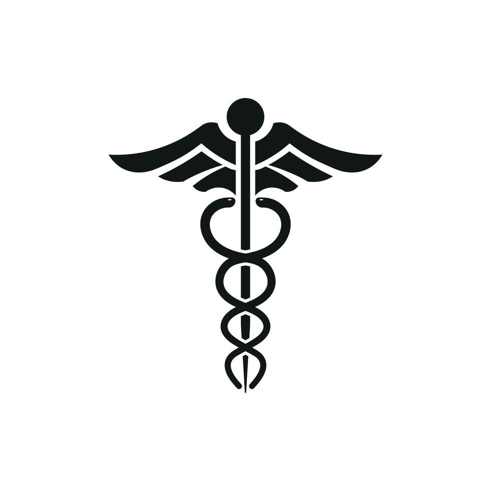 Medical logo caduceus symbol clean black minimalistic design vector