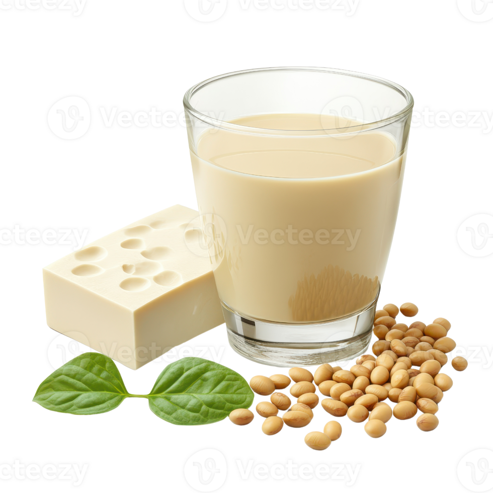 Creamy soybean drink with tofu and fresh soybeans, perfect for healthy living. png