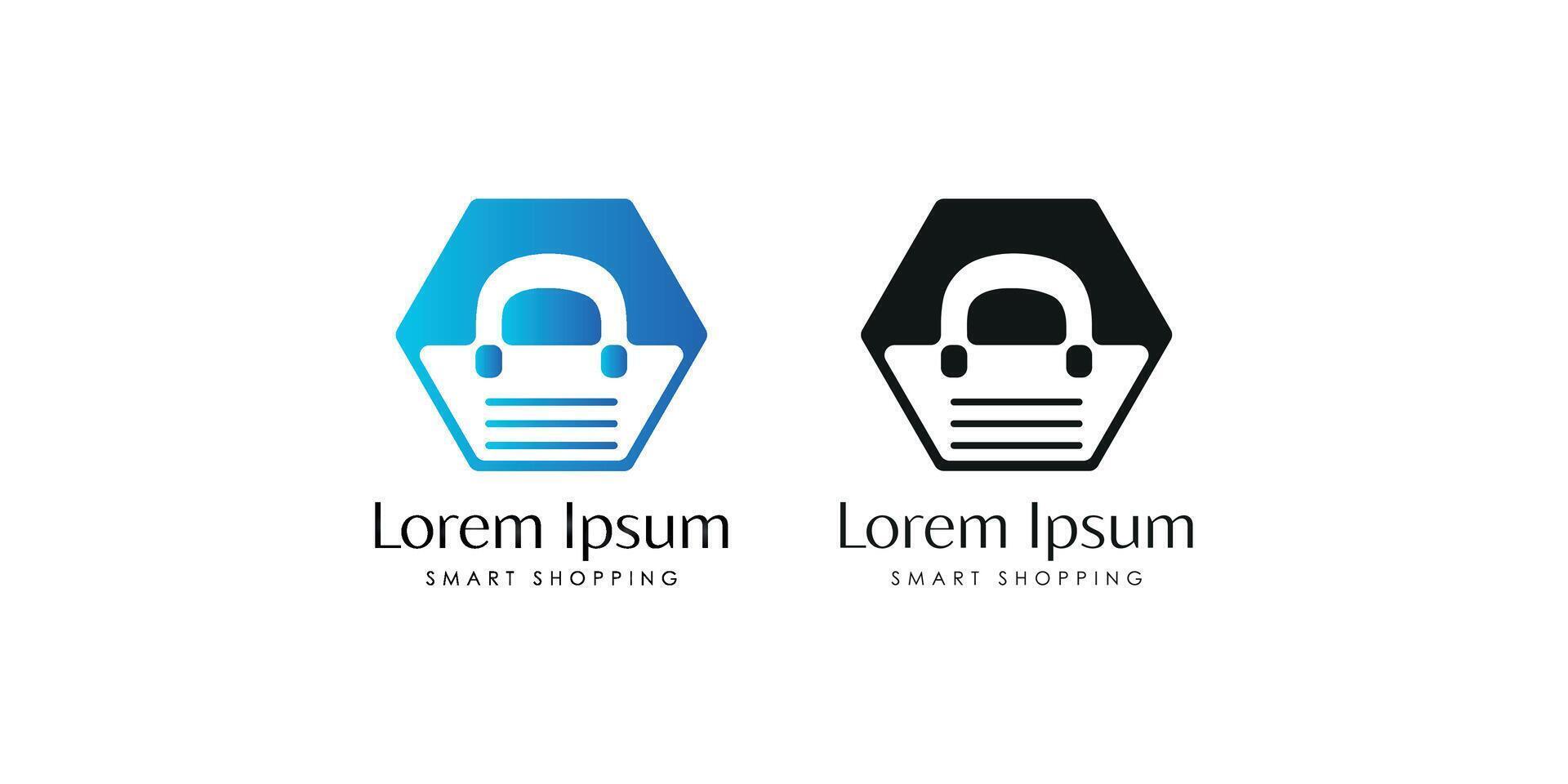 Modern Smart Shopping Logo with Hexagonal Bag Icon for E-Commerce Branding vector
