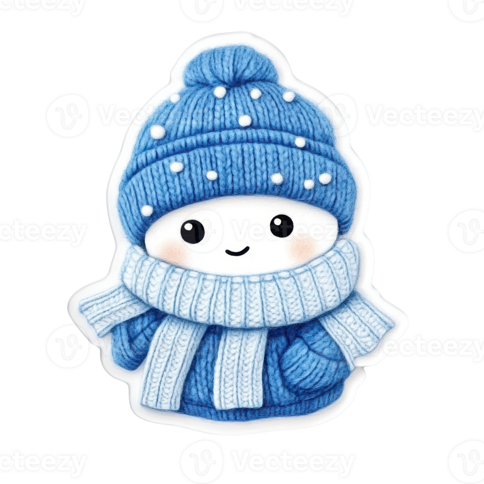 Cute character in blue winter wear, bringing joy and warmth during snowy days. png