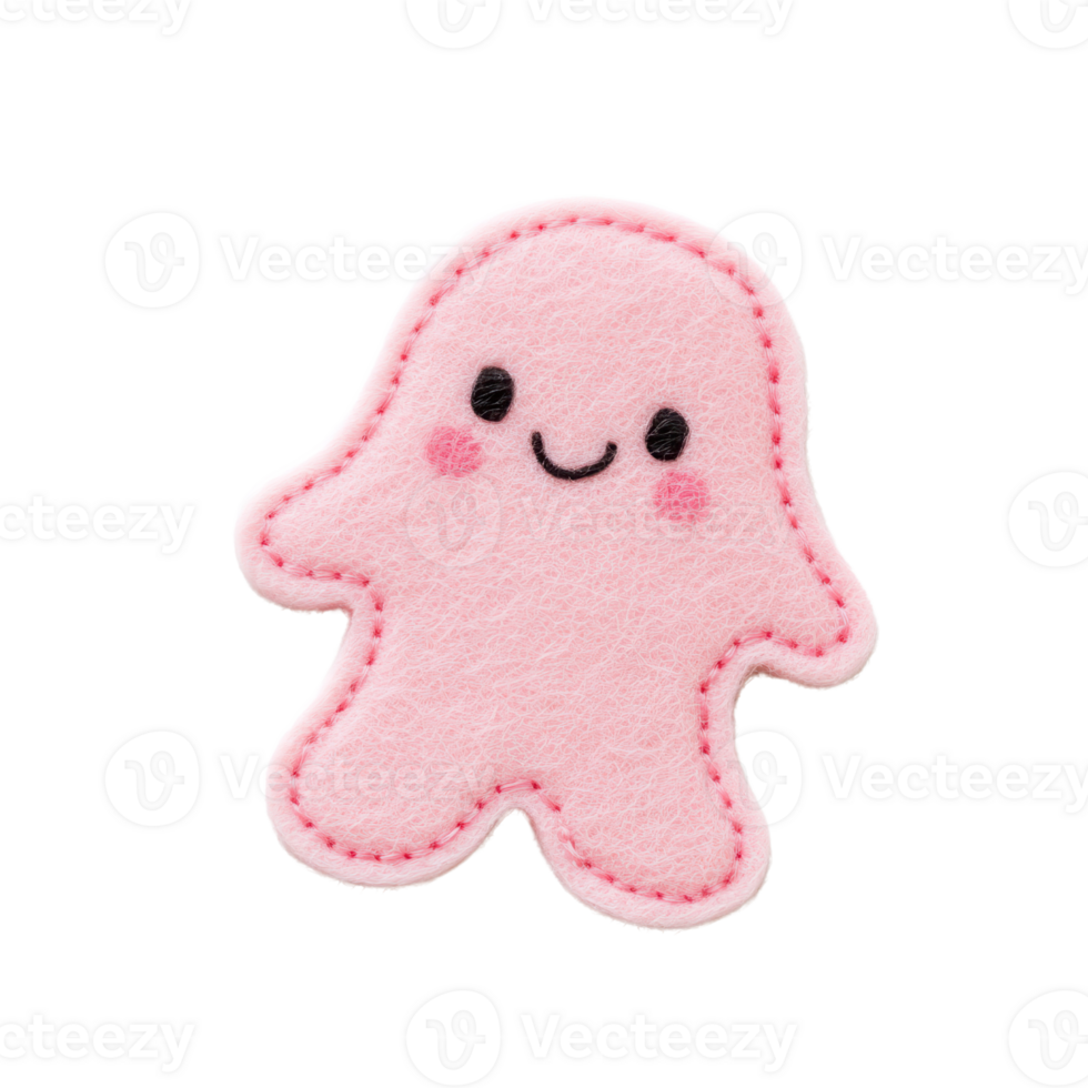 Cute pink felt character with a cheerful expression, perfect for creative projects. png