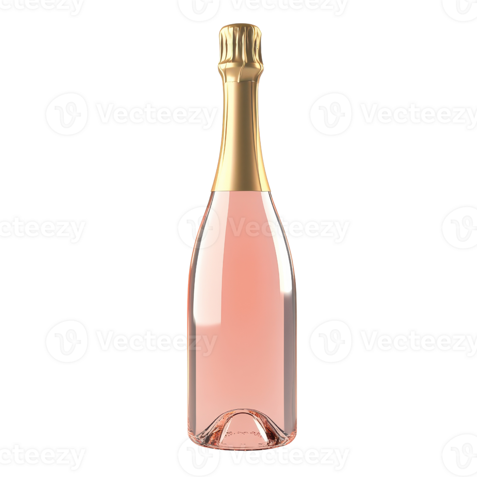 Elegant rosy champagne bottle with golden cap, perfect for celebrations and special moments. png