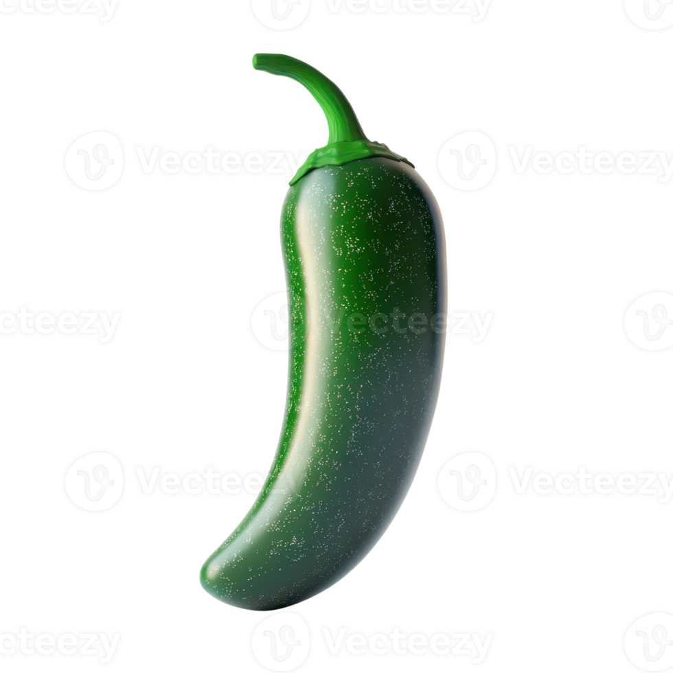 Fresh green jalapeno pepper on a white background, perfect for culinary presentations. png