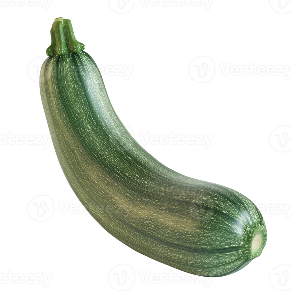 Fresh, vibrant zucchini showcasing its rich green color and smooth texture. png