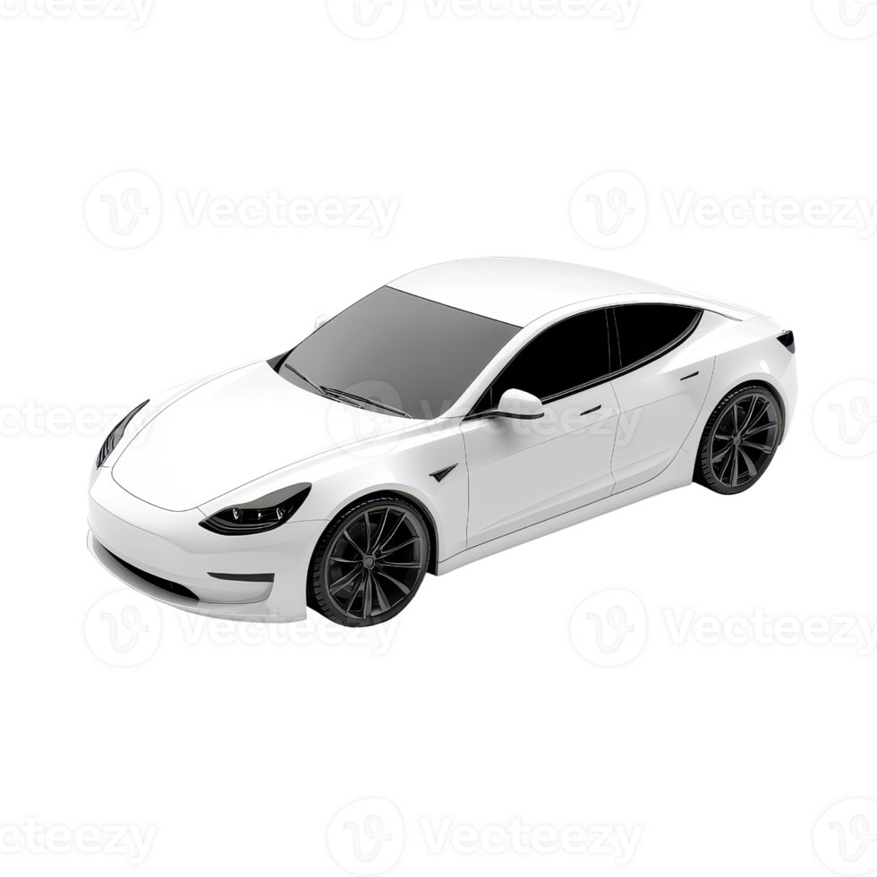 Sleek white electric car with modern design and smart features, perfect for eco-friendly travel. png