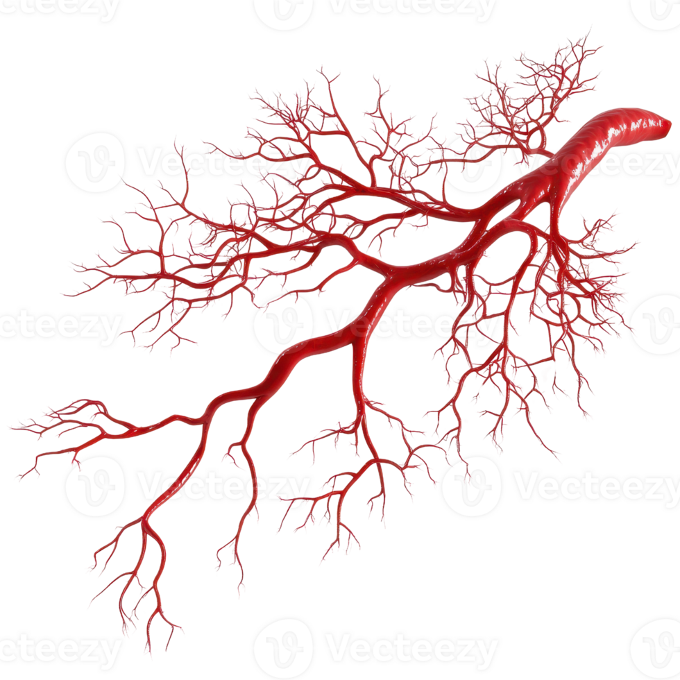 Illustration of a blood vessel highlighting its intricate branching structure. png