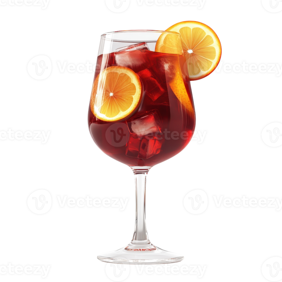 Refreshing drink with ice and citrus garnishes, perfect for summer enjoyment. png