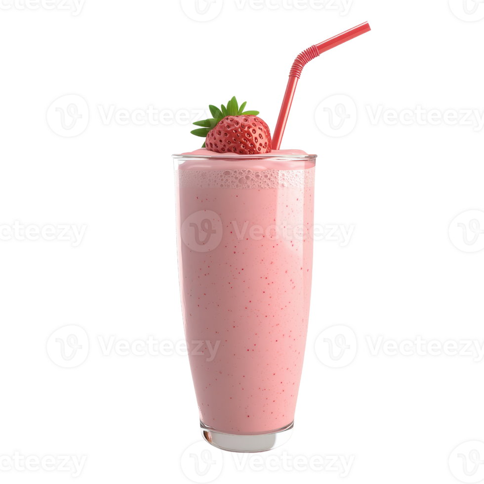 Refreshing strawberry smoothie in a glass, perfect for summer enjoyment and health. png