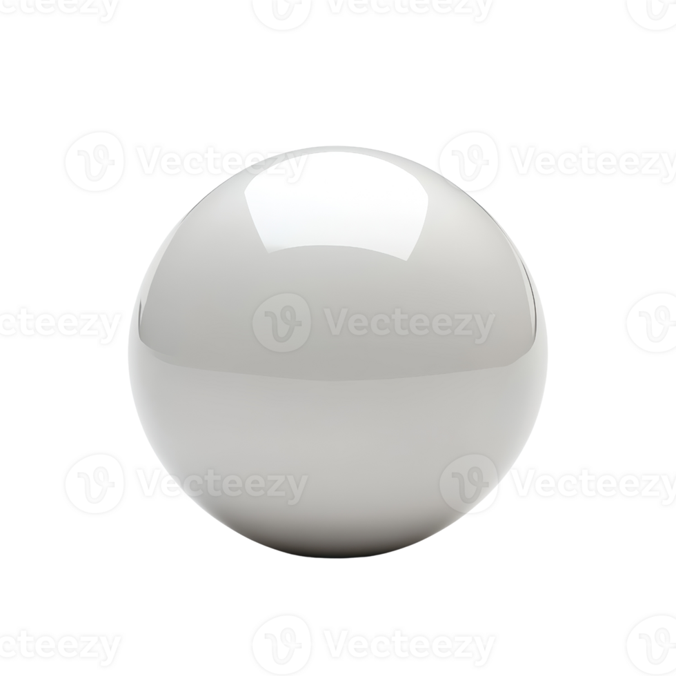 Shiny white sphere with a smooth surface and glossy reflection, perfect for design use. png