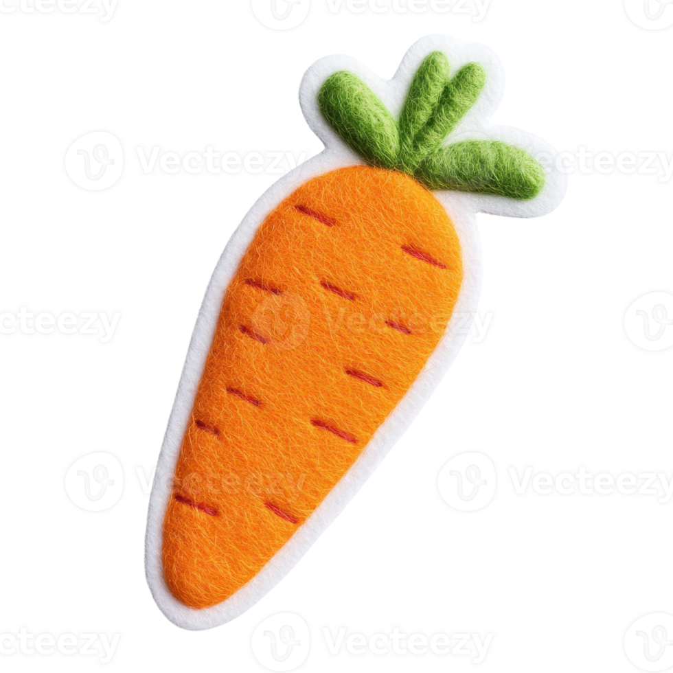 Vibrant carrot illustration showcasing its bright color and green leaves. png