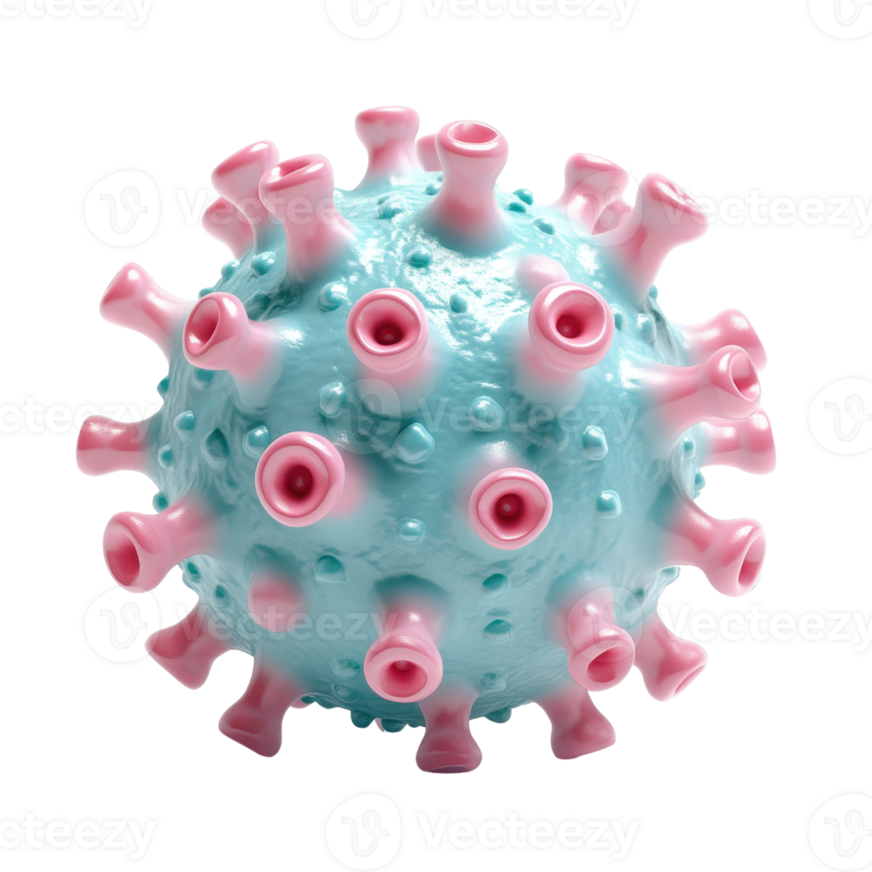 Stylized representation of a virus, showcasing its unique structure and design. png