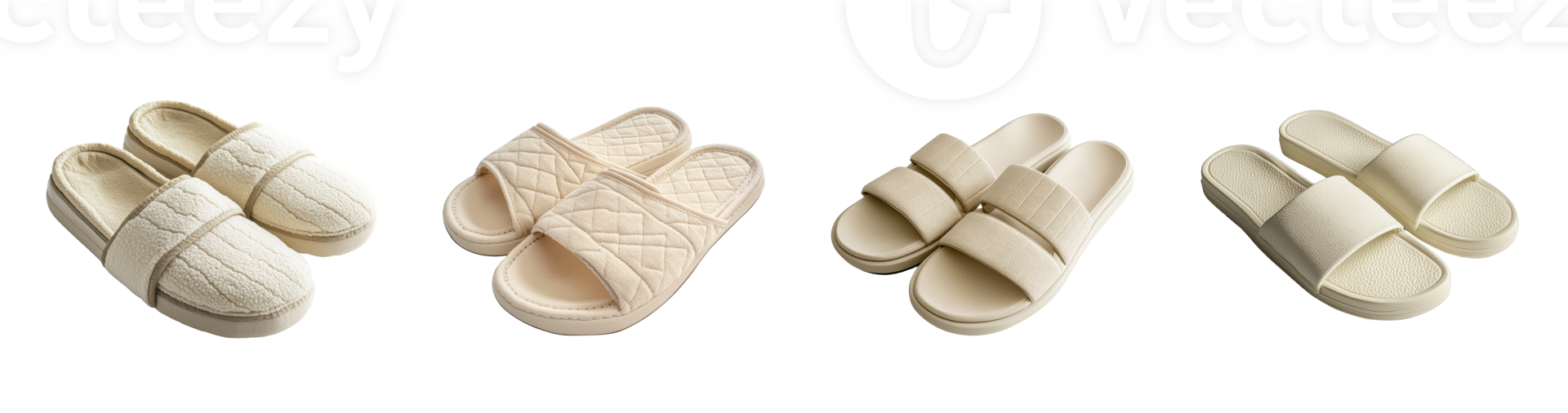 Stylish Cream Colored Summer Slide Sandals and Slippers. isolated transparent background png