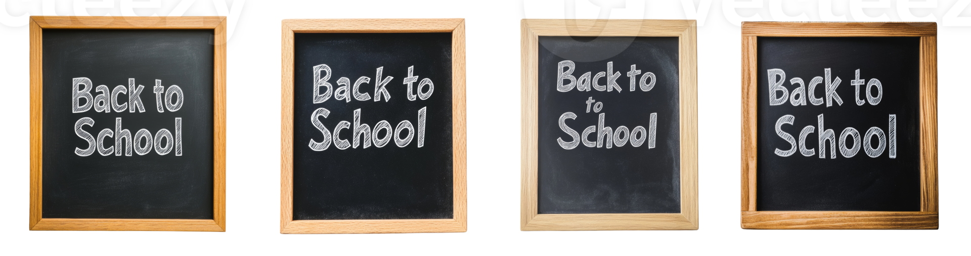 Four Chalkboards Displaying Back To School Message. isolated transparent background png