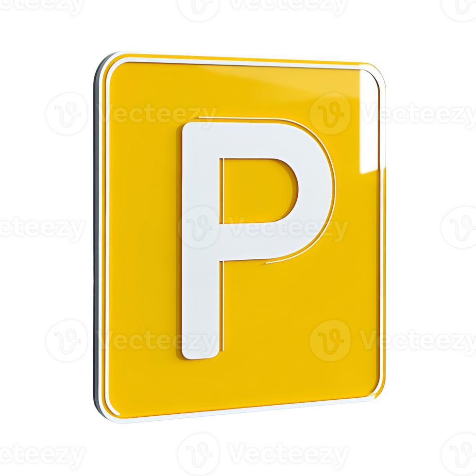 Yellow Parking Sign Displays Capital P Letter png