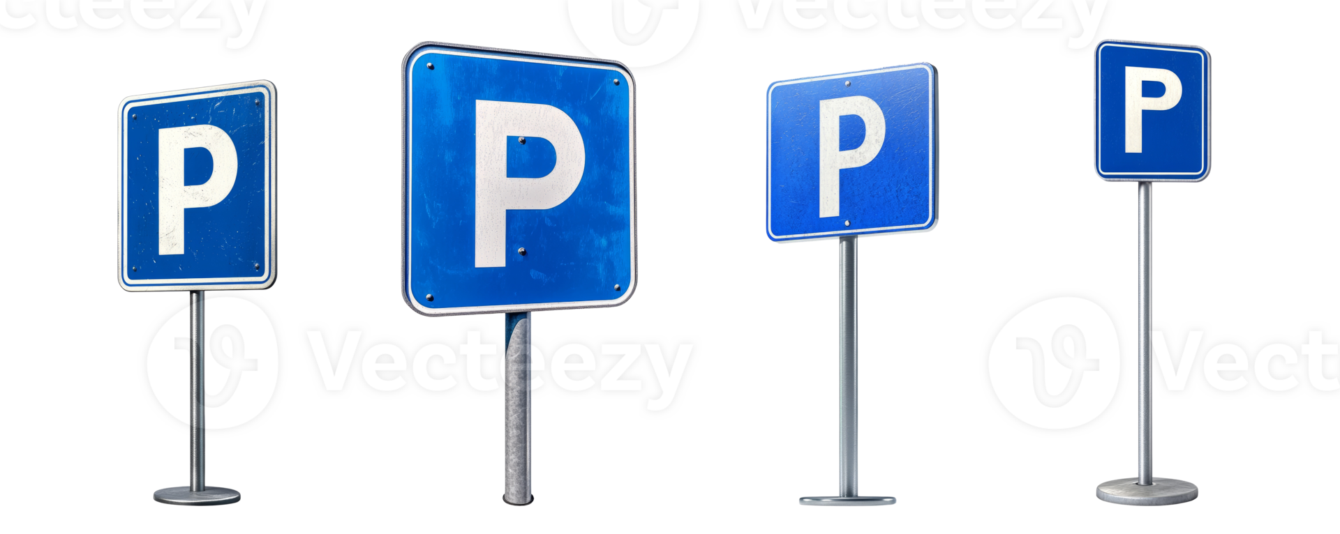 Blue Parking Signs Varying Sizes Displayed png