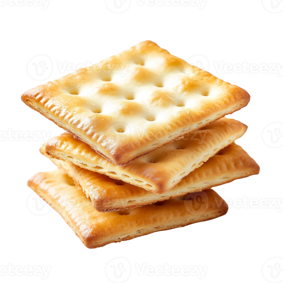 A Stack of Golden Brown Square Crackers. cut out png