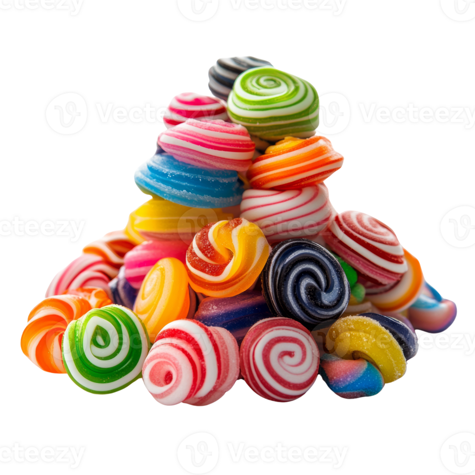 A Colorful Pile Of Swirled Hard Candies png