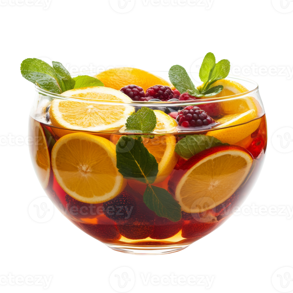Refreshing Fruit Tea Bowl with Citrus and Berries png