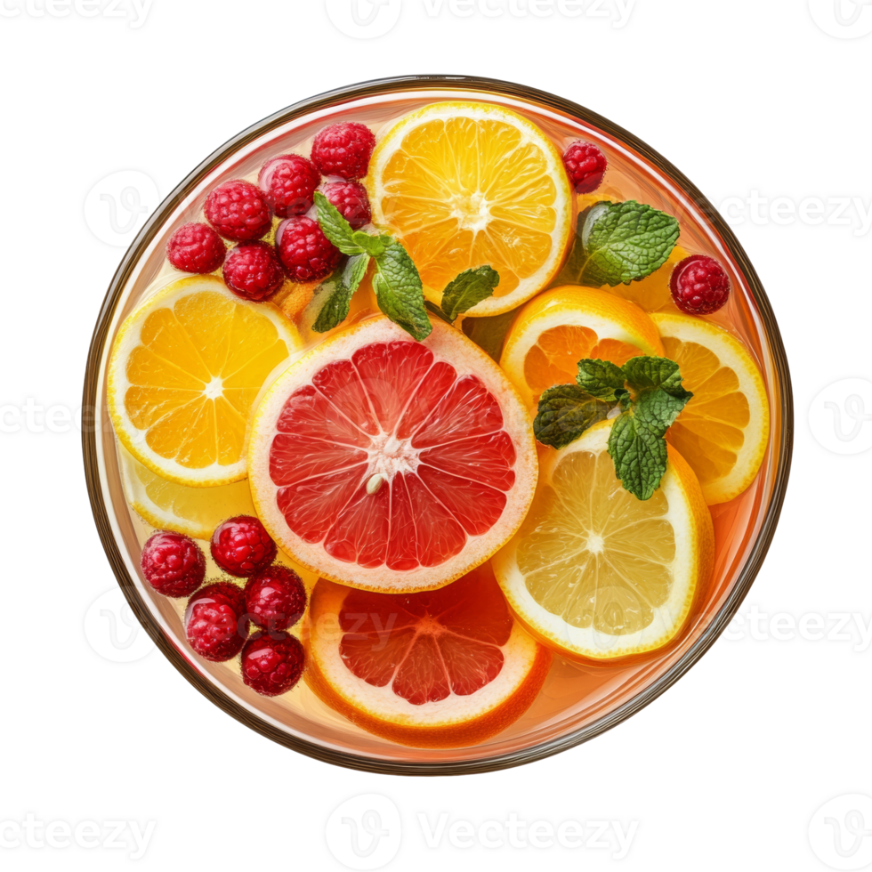 Refreshing Citrus Fruit Punch with Raspberries and Mint png