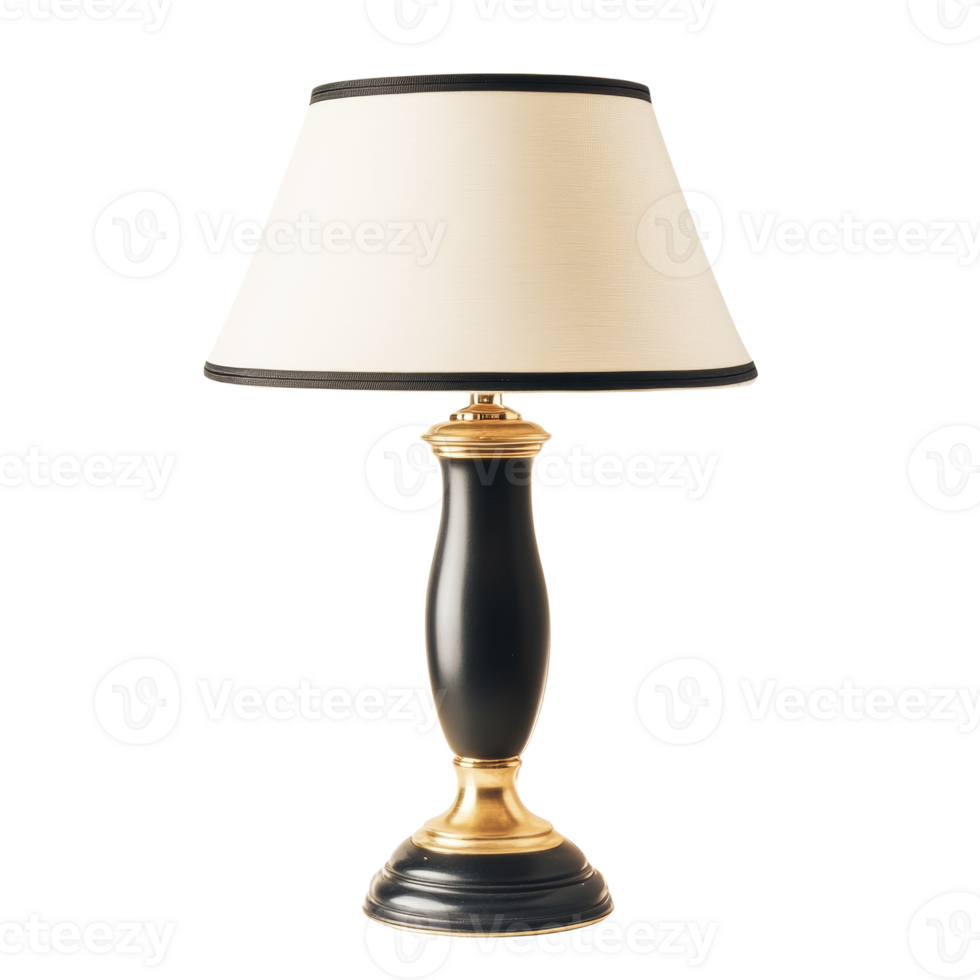 Elegant Black and Gold Table Lamp with Cream Shade png
