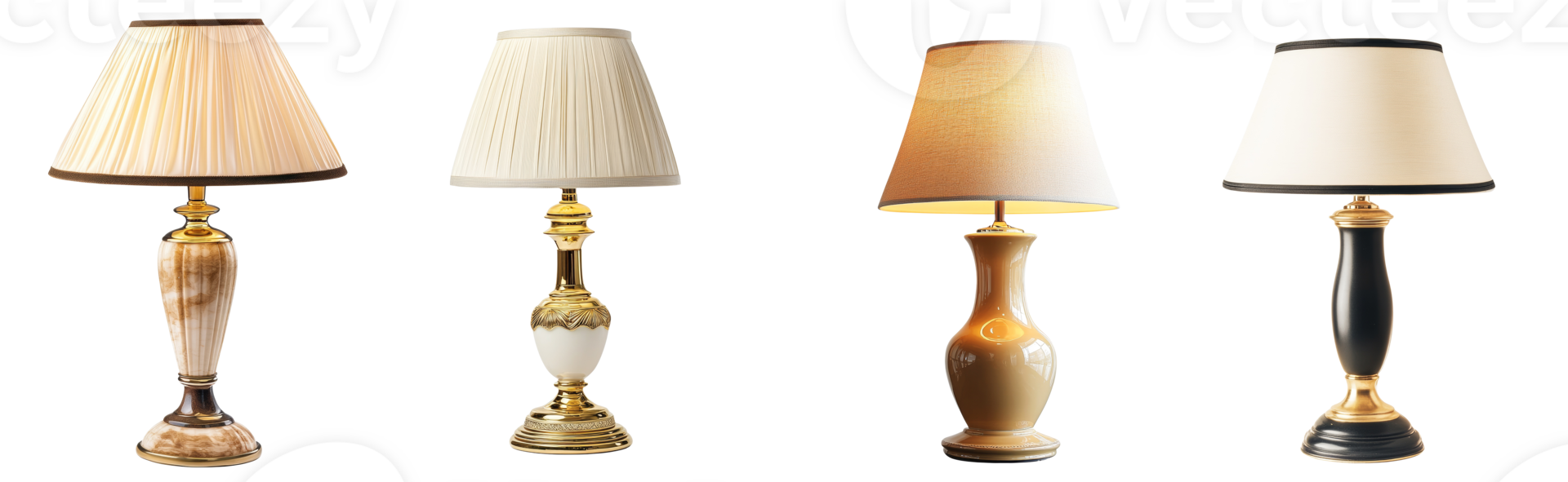 Elegant Collection Of Four Stylish Floor Lamps png