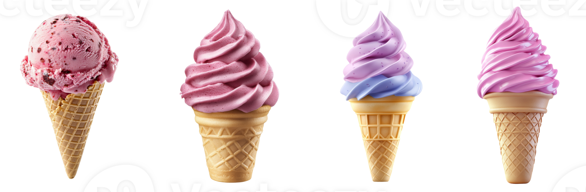 Delicious Ice Cream Cones In Various Flavors And Styles png