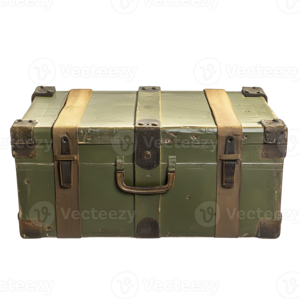 A weathered green military storage chest png